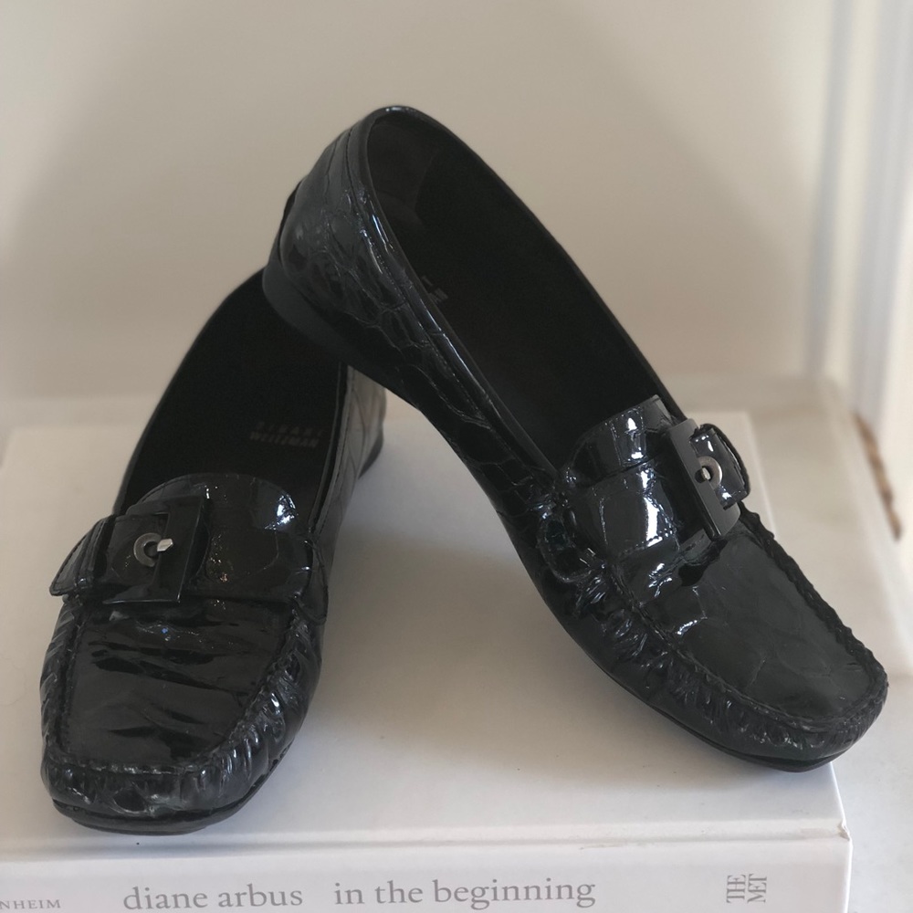 Stuart Weitzman Croc Embossed Loafers 8.5N